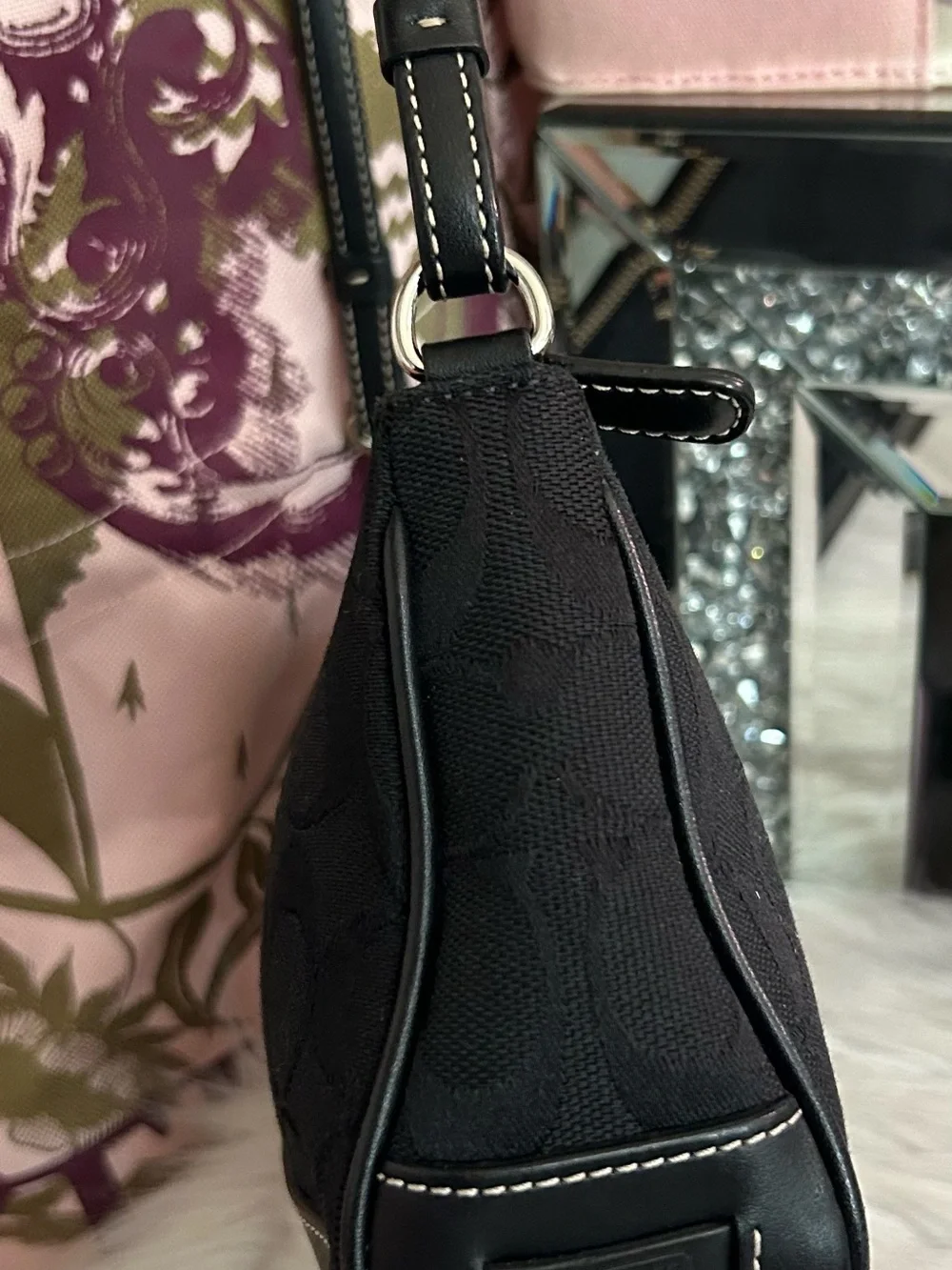 Y2K Vintage COACH 6094 Demi Black Signature Logo Baguette Bag